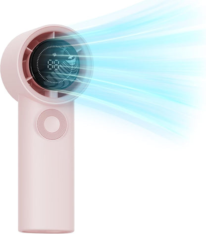 Portable Handheld Turbo Fan with 3600mAh USB Rechargeable Battery, 100-Speeds, 26H Max Cooling Time, Mini Fan Handheld Personal Fans Small Essentials for Women Beach Travel Vacation (Pink)