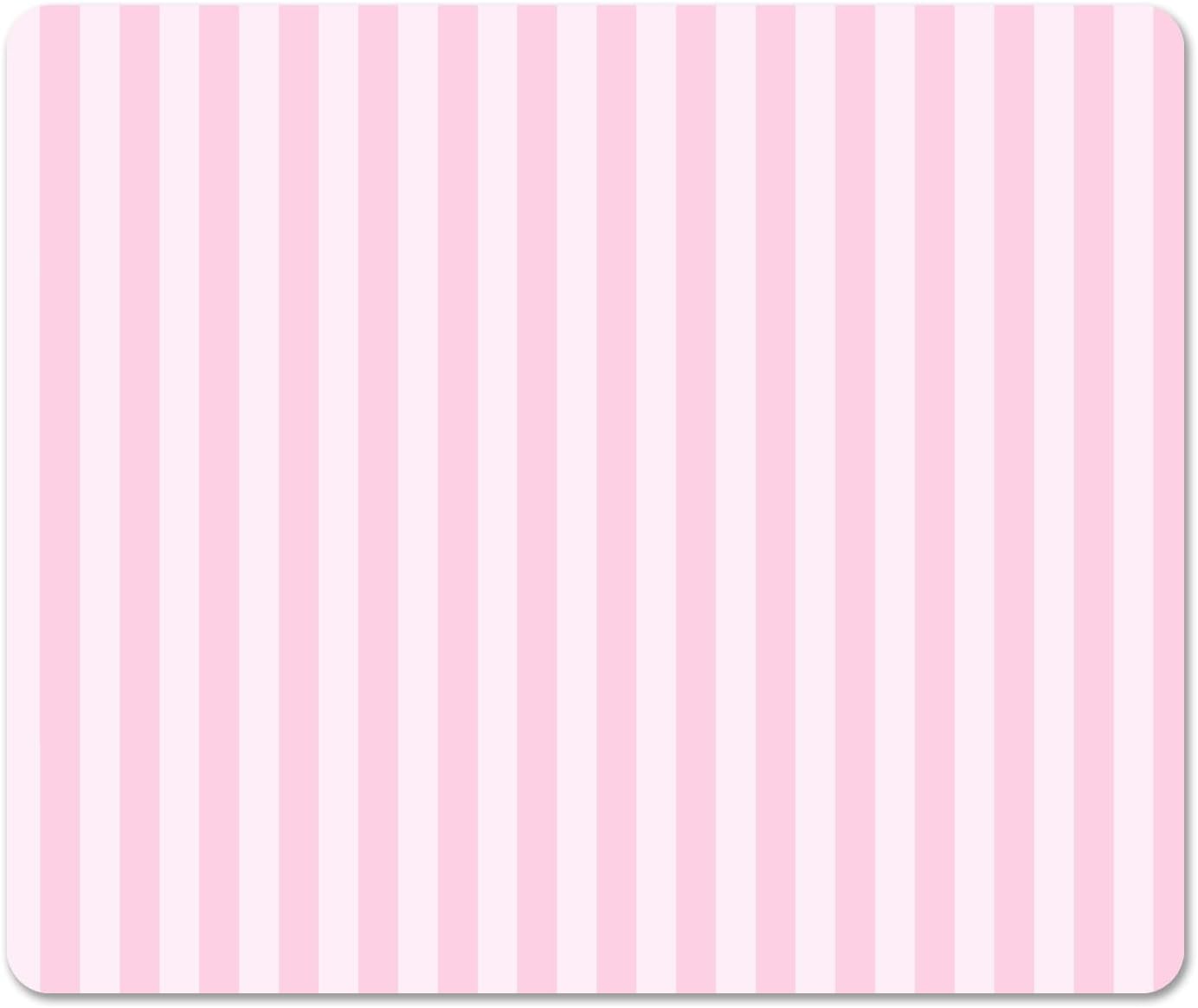 Square Light Pink Mouse Pad Small, Cute Pastel Striped Computer Mouse Pads, Non-Slip Rubber Base Aesthetic Mousepad Washable Cloth, Mouse Mat Decor Gifts, Coworker Gift for Girls Kids