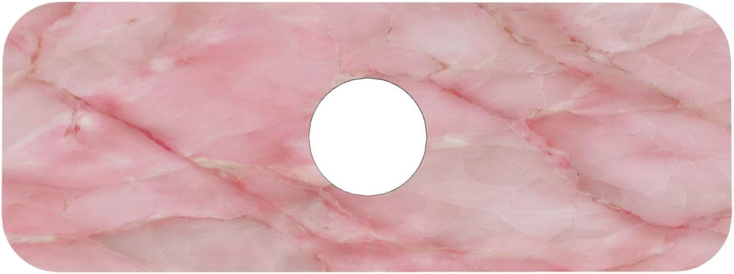 Light Pink Marble Tile Faucet Mat Splash Guard, Absorbent Quick-Dry Kitchen Sink Mat,Ideal For Splash Guard Drip Catching
