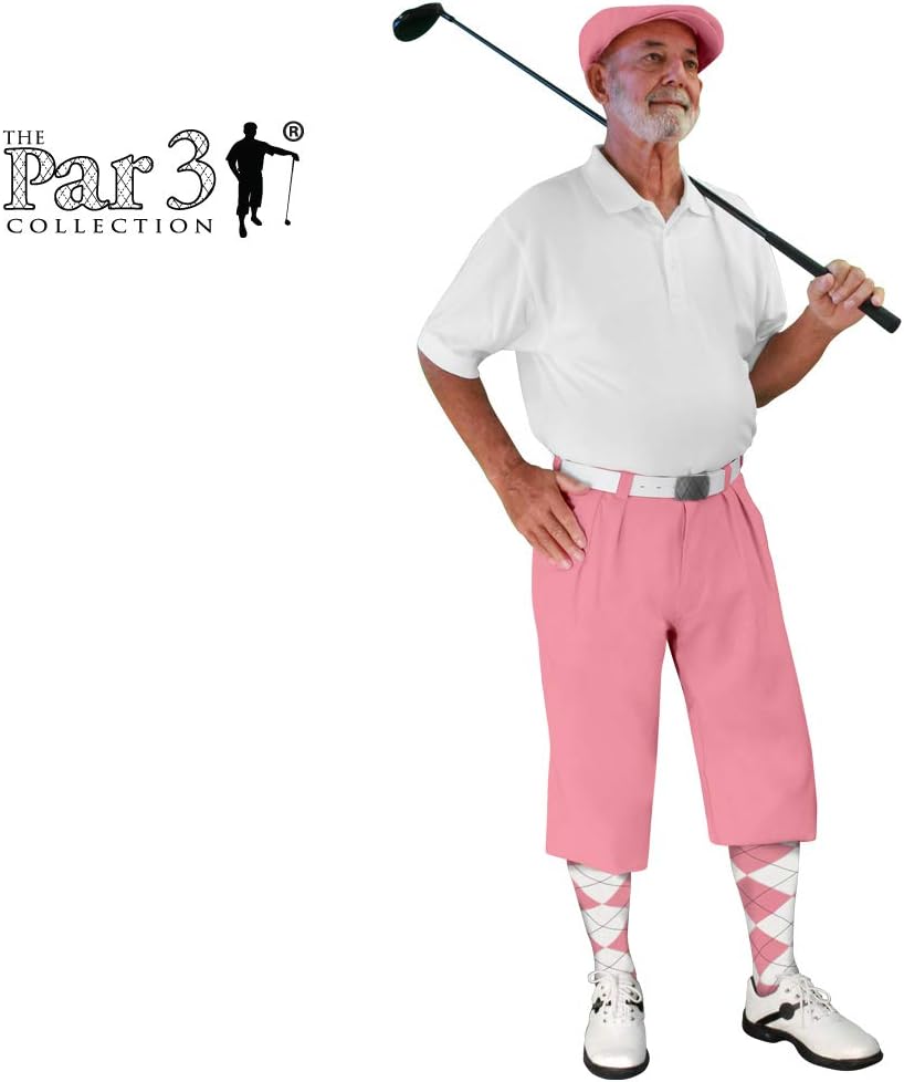 Golf Knickers Pink Microfiber (Plus Fours) for Men