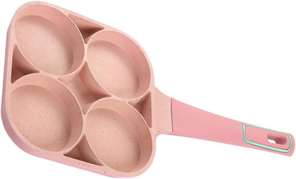 SHINEOFI Non-stick Breakfast Skillet Pan Aluminium Alloy Nonstick Egg Cooker with Groove Design for Easy Cleaning and Cooking Small Flat Frying Pan for Omelettes and Pancakes Pink