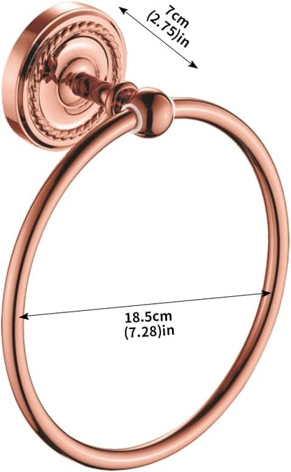 Wall-Mounted Copper Bathroom Towel Ring, Modern Bath Accessories Towel Ring (Rose Gold)
