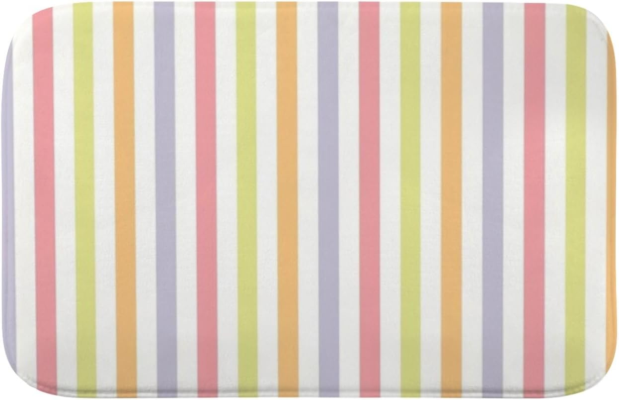 Delicate Pink Stripes Quick Dry Bath Mat 18" X30" Front Door Rug Indoor Entrance Shower Decor Throw Rugs Super Absorbent Bath Mats for Bathroom Floor Carpetas para Baño