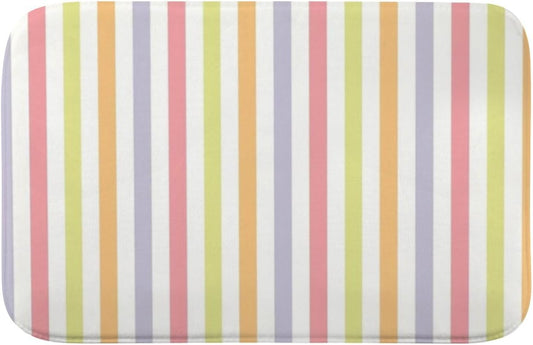 Delicate Pink Stripes Quick Dry Bath Mat 18" X30" Front Door Rug Indoor Entrance Shower Decor Throw Rugs Super Absorbent Bath Mats for Bathroom Floor Carpetas para Baño