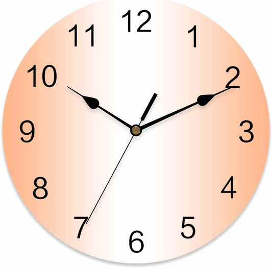 Wall Clock Ombre Coral Pink White 10" Round Silent Non-Ticking PVC Clocks Gradient Color Battery Operated Round Clock for Living Room Bedroom Office Kitchen Wall Decor