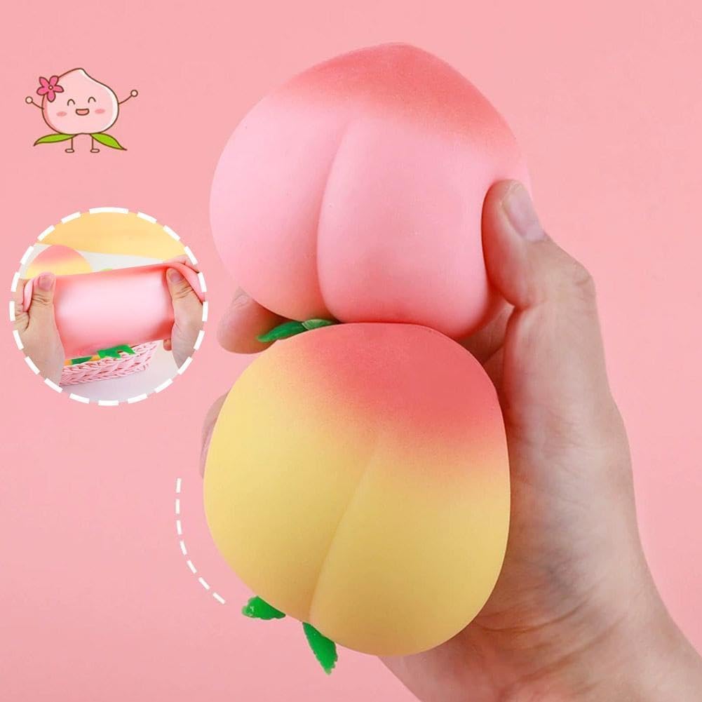 Peach Peach Toys Slow Rising Soft Peach Fruit Toy, Stress Relief Squishy, Stuffed Plush Gift (Yellow)