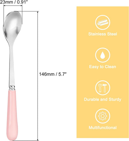 uxcell Stainless Steel Coffee Spoon with Ceramic Handle 5.7 Inch Small Dessert Spoons Tea Spoon for Cake Sugar Coffee, Pink