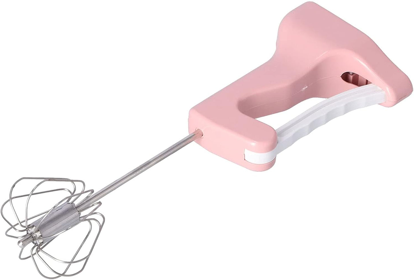 Hand Mixer Semi Automatic Egg Beater, Pink Stainless Steel, 11.8 Inch - Comfortable Grip, Fast 360° Rotating Mixing, Ideal for Baking and Kitchen Use