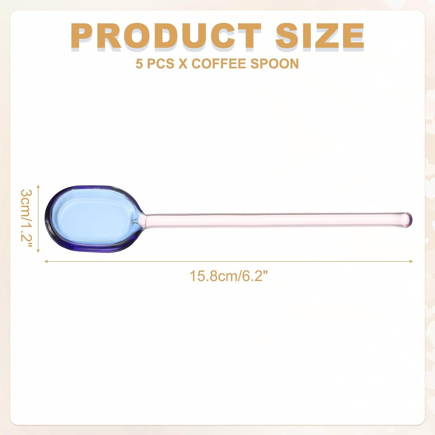 uxcell 5 Pcs Glass Coffee Spoons, 6.2 Inch Coffee Stirring Spoon, Long Handle Teaspoons for Tea Cocktail Milkshake Cold Drink, Pink