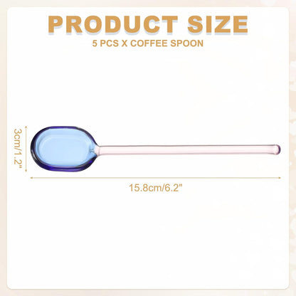 uxcell 5 Pcs Glass Coffee Spoons, 6.2 Inch Coffee Stirring Spoon, Long Handle Teaspoons for Tea Cocktail Milkshake Cold Drink, Pink