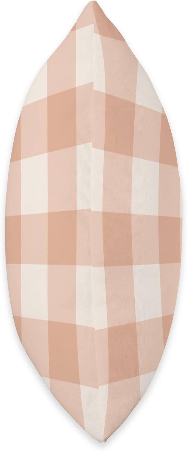 Peach Gingham Peach Checks On White Background Throw Pillow