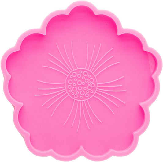 Shiny Glossy Peach Blossom Flowers Shape Silicone Mold Epoxy Resin Molds DIY Geode Coaster Agate Mould Resin Coaster Molds DIY Cup Mats Mold Home Decoration