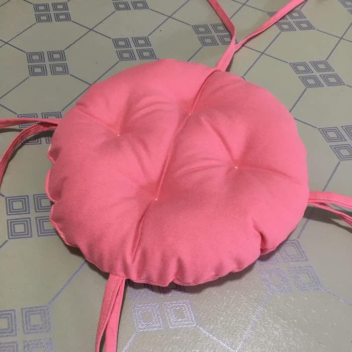 Thicken Round Stool Seat Cushion Super Soft Non Slip Chair Pads with Ties Solid Color Dining Chair Cushions (Diameter:30cm(12inch), Pink)
