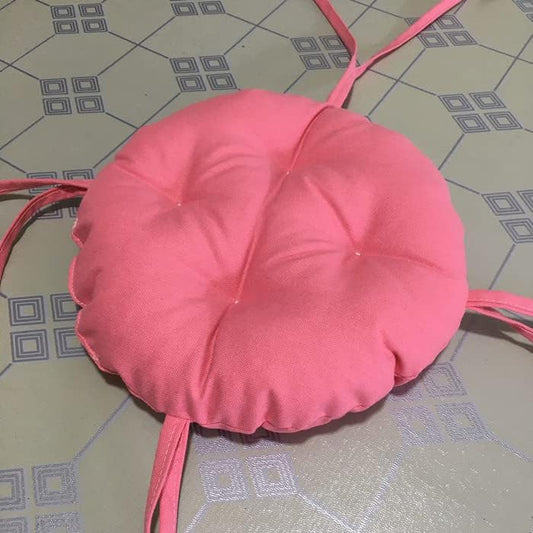 Thicken Round Stool Seat Cushion Super Soft Non Slip Chair Pads with Ties Solid Color Dining Chair Cushions (Diameter:30cm(12inch), Pink)