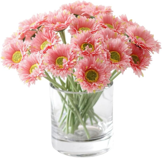 XIYUAN 7.8 Inch Artificial Daisies Flower Fake Daisy 20Pcs Faux Bouquet Silk Flower for Home Decor, Party, Wedding, and Special Event Decorations (Pink)