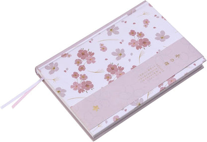 A5 Pink Hardcover Notebook Journal,Sakura Grid Diary Book Premium Paper 5.1X 7 in,226 Pages,Horizontal Line Journal for Women Girls Students Work Home School