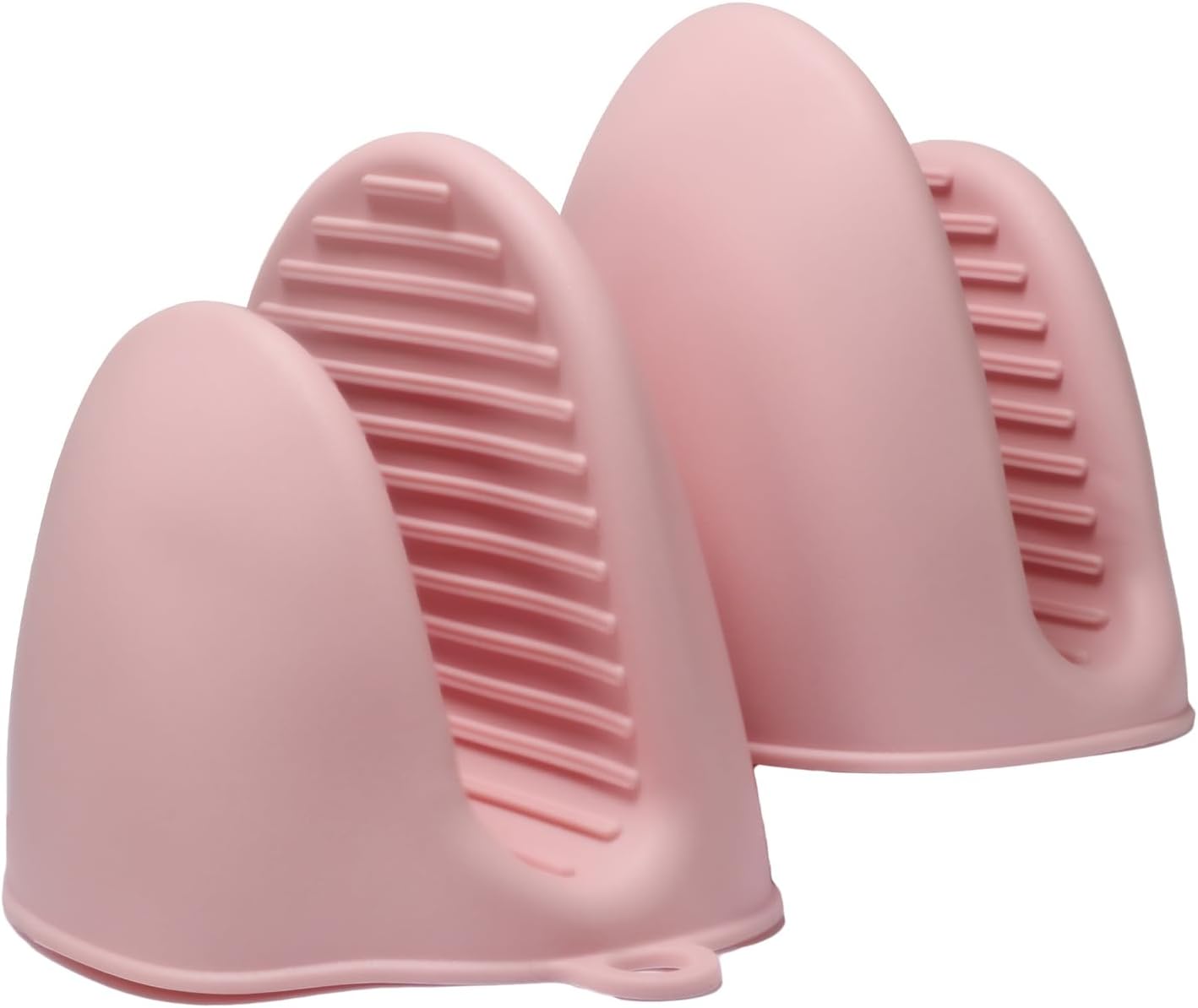 4PCS (2 Pairs) Silicone Oven Mitts, Heatproof Mini Cooking Gloves for Pizza Stone/Air Fryer/Grill, Non-Slip Compact for Baking, Cooking (Light Green&Pink)
