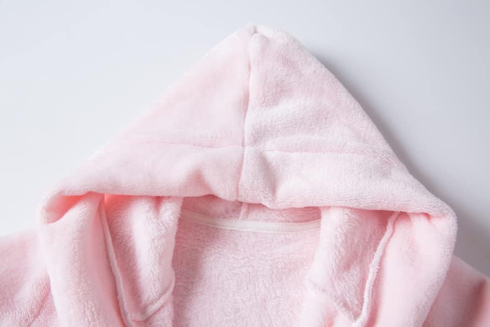 Girls Fleece Hooded Robes, Warm Printed Bath Robe for Kids Soft Fuzzy Bathrobe for Gifts