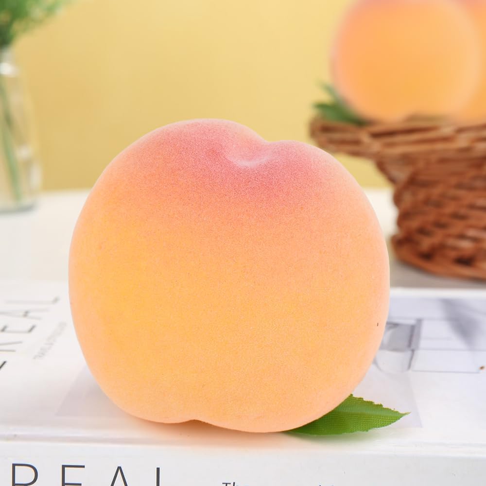 Artificial Peaches 6PCS Fake Yellow Peaches Simulation Peaches Fake Fruits Simulation Peaches for Home Kitchen Table Decor Photography Props