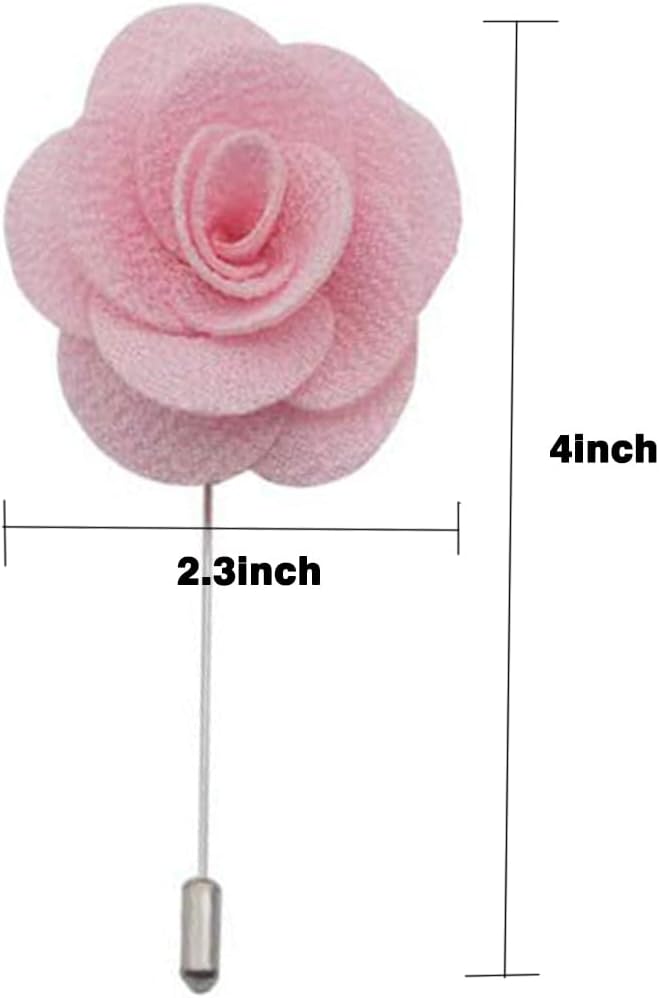 12 Pcs Flower Lapel Pins, Handmade Camellia Flower Boutonniere for Men Women Suit Wedding Party