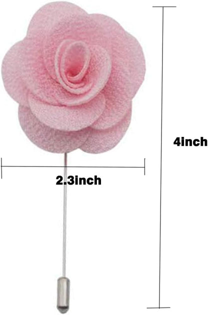 12 Pcs Flower Lapel Pins, Handmade Camellia Flower Boutonniere for Men Women Suit Wedding Party