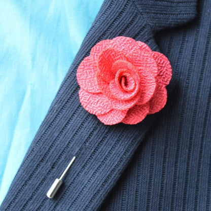 12 Pcs Flower Lapel Pins, Handmade Camellia Flower Boutonniere for Men Women Suit Wedding Party