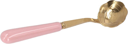 Flower Shaped Teaspoon with Pink Handle, Stainless Steel Tableware, 5.1 Inch Dessert Spoon - Comfortable Grip, Elegant Rose Design, Ideal for Ice Cream and Tea (Pink Handle)