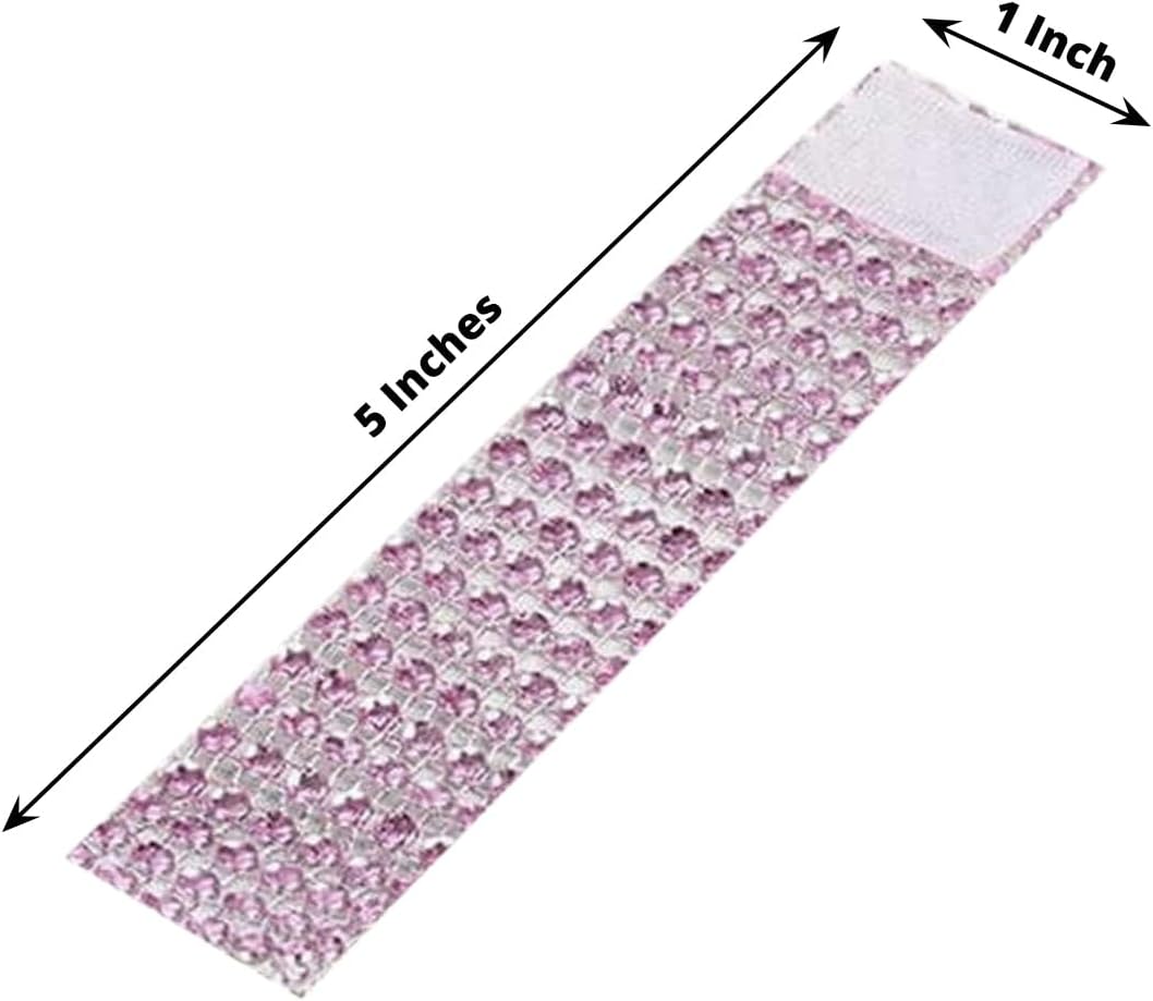 Efavormart 10 Pack Pink Diamond Rhinestone Napkin Ring with Self Adhesive Strip for Wedding Banquet Party