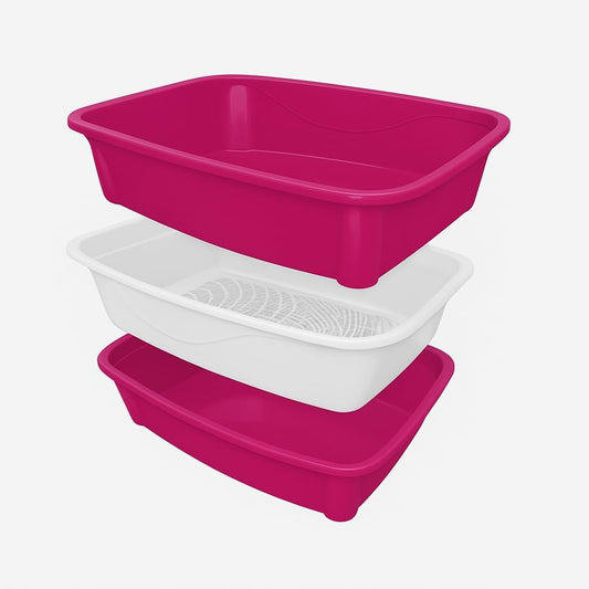 Classic Plus Sifting Litter Box Large - Large Cat Litter Pan with Intelligent Sifting System for Hygiene, Savings & Comfort - Durable, Easy Clean Design for Happy Cats (Pink)