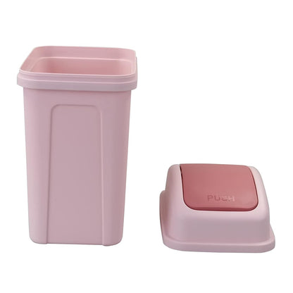 7 L Small Garbage Can with Swing Lid, 1.8 Gallon Indoor Trash Bin with Lid (Pink)
