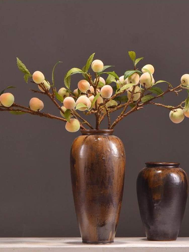 Artificial Peach Tree Branches, Faux Fruit Realistic Fruit Bouquet Fake Peach Stem for Vase Kitchen Display Home Wedding Decoration