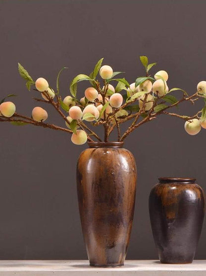 Artificial Peach Tree Branches, Faux Fruit Realistic Fruit Bouquet Fake Peach Stem for Vase Kitchen Display Home Wedding Decoration