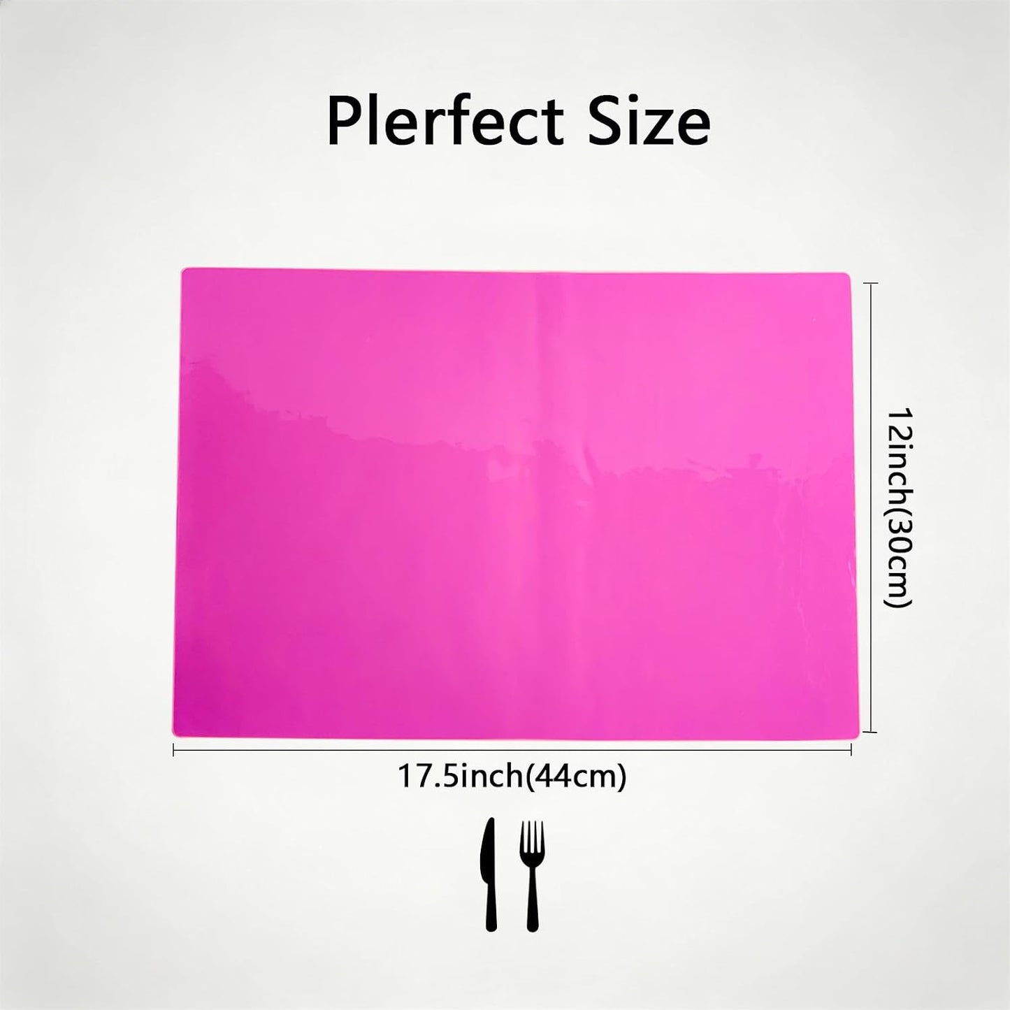 Kasepie Crystal Clear Plastic Placemats Set of 4 - Waterproof & Heat Resistant Vinyl Table Protector, Wipeable Place Mats 17.5x12inch (Pink)