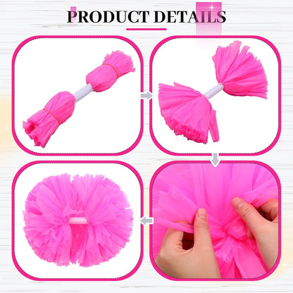 4 Pcs 14" Cheerleading Pom Poms with Hair Bows