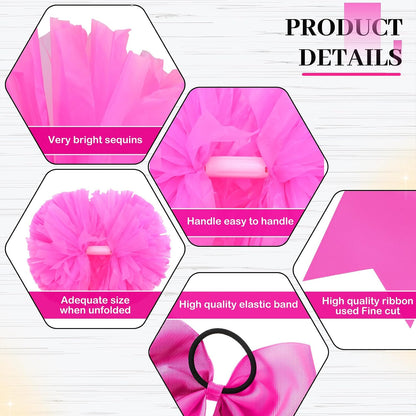 4 Pcs 14" Cheerleading Pom Poms with Hair Bows
