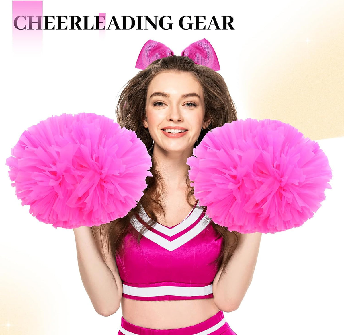 4 Pcs 14" Cheerleading Pom Poms with Hair Bows