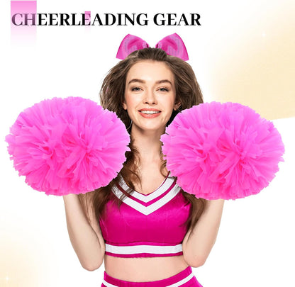 4 Pcs 14" Cheerleading Pom Poms with Hair Bows