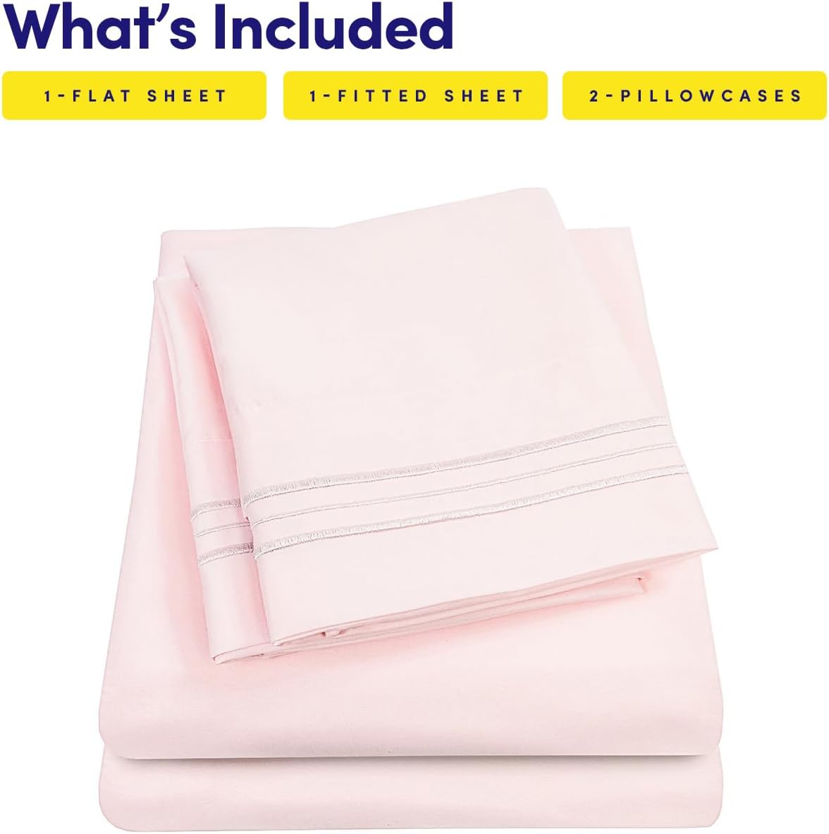 1500 Supreme Collection Queen Sheet Sets Pale Pink - Luxury Hotel Bed Sheets and Pillowcase Set for Queen Mattress - Extra Soft, Elastic Corner Straps, Deep Pocket Sheets, Queen Pale Pink