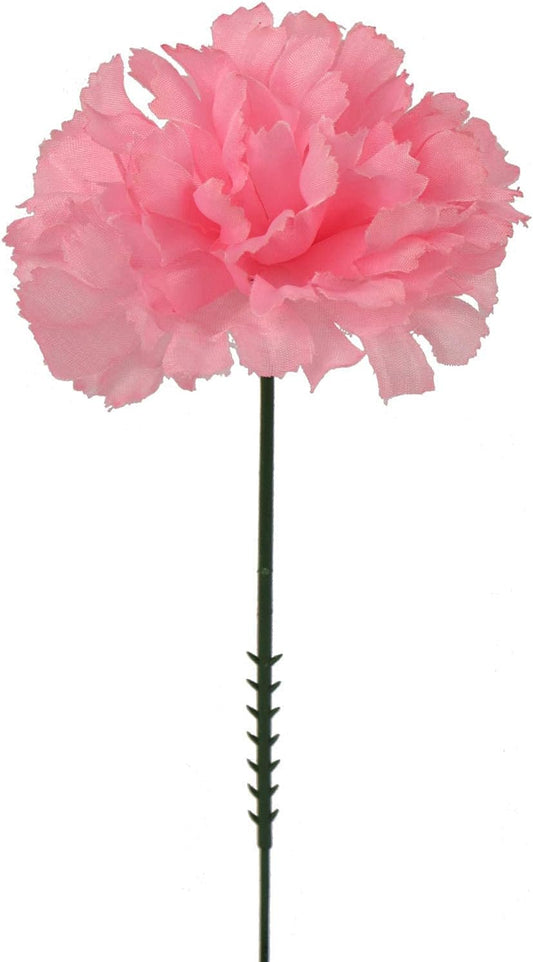 Larksilk 100 Pack Artificial Carnations - Bulk Silk Flowers for Weddings, Mother's Day, Graduations, Easter & Memorial Day - 3.5" Heads, 5" Stems, Real Touch Petals, 18 Colors Available - Pink