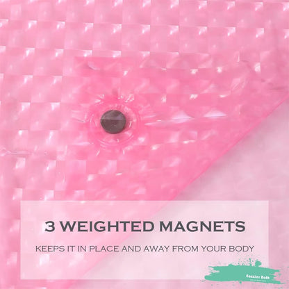 Blush Pink 3D Crystal Plastic Shower Curtain Liner, 72x72 Inch Thin Lightweight Plastic Bathroom Shower Showroom Inner Curtain with Rustproof Metal Grommet Holes and Weighted Magnets