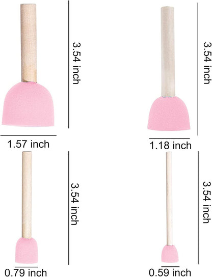 WAFJAMF 40 Pcs Assorted Size Round Sponges Brush Set, 4 Size DIY Paint Tools for Kids – Pink