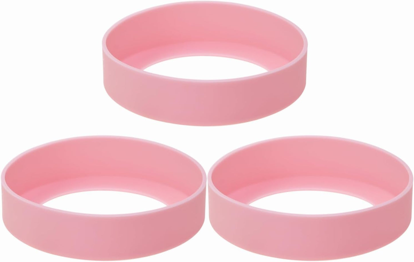 ONLYKXY 3pcs 7.5cm Silicon Protective Cup Mat Sleeve Heat-Resistant Bottle Holder Rubber Coaster Tumblers Protector Base Pad Non-Slip Bottom Cover Ring Accessories for Thermos Cup (Light Pink)