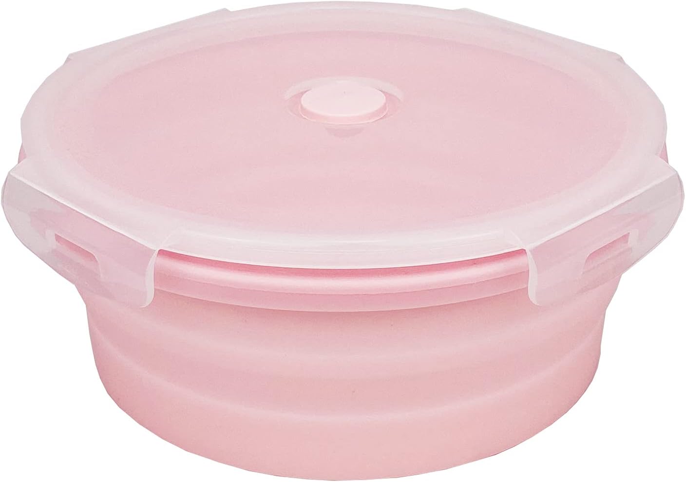 CARTINTS Silicone Collapsible Food Storage Containers-Prep/Storage Bowls with Lids – Set of 4 Round Silicone Lunch Containers – Microwave and Freezer Food Containers(pink)