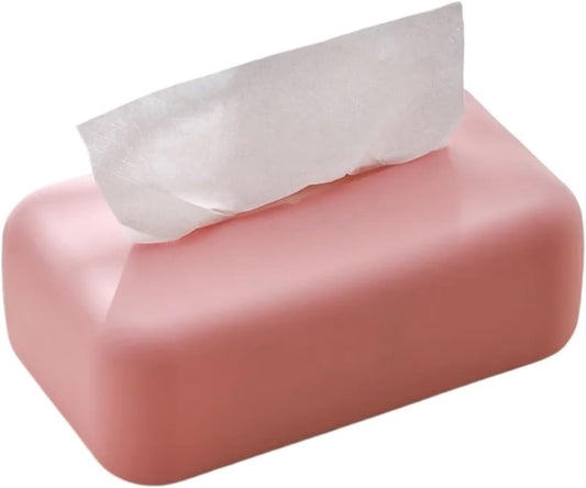 Light Tissues Soft Waterproof Tissues Box Cover Reusable Wet Wipes Box Holder Bathroom Kitchen Paper Holder(Pink)