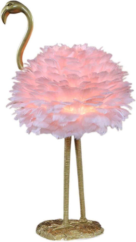 Feather Lamp Led Desk Lamp Flamingo Shape with Remote Control, Flamingo Table Lamp Feather Lamp,Bedside Table Lamp Decoration Light for Bedroom House Dining Room,(Color:Pink)