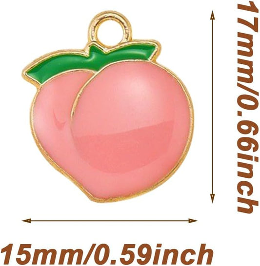 50 Pcs Mini Cute Enamel Peach Fruit Charm Pendant, Alloy Peach Fruit Charm for DIY Jewelry Making, Charms, Bracelet, Earring, Necklace, Bracelet Supplies, Adult