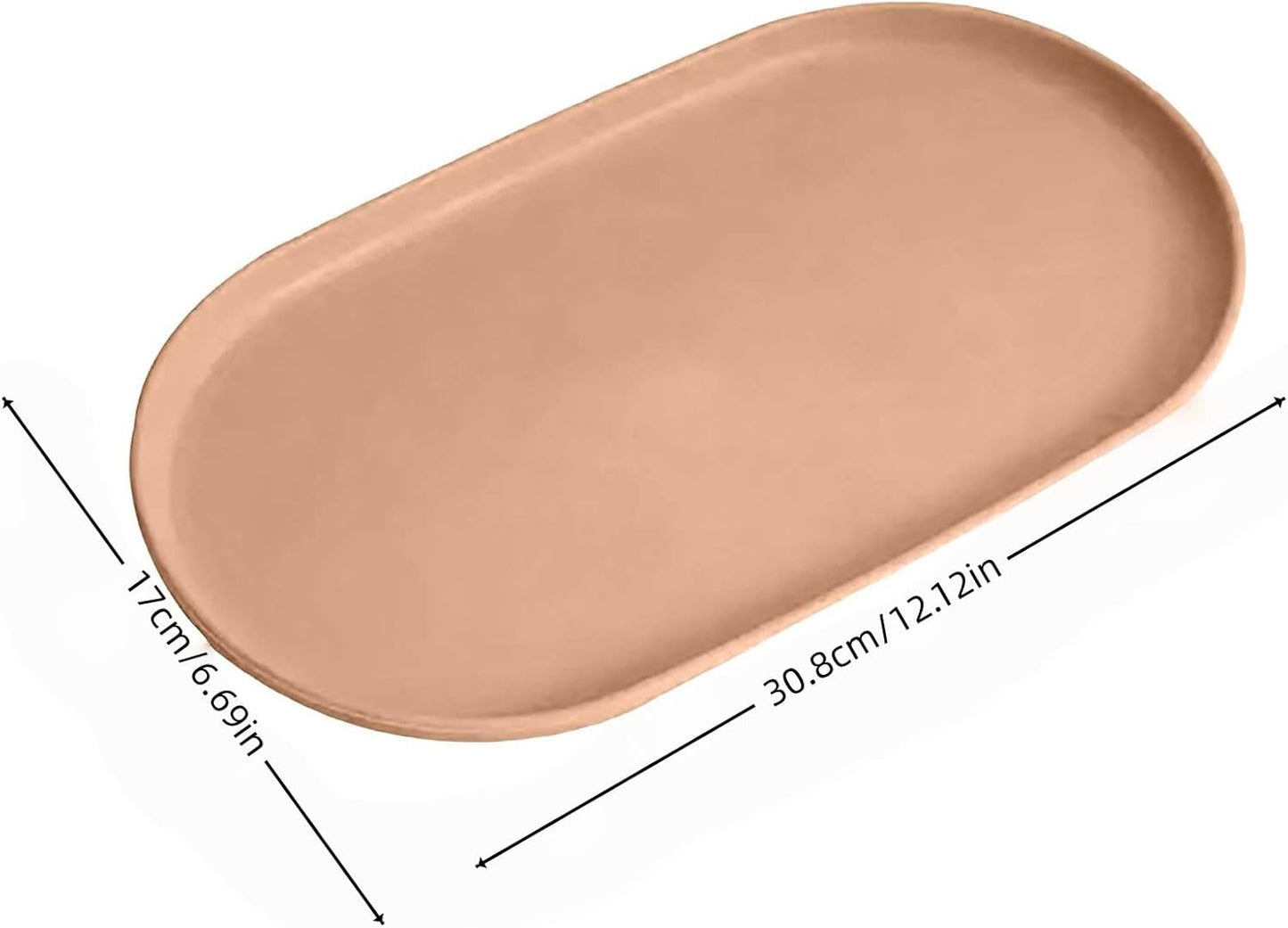 Elliptical Plastic Serving Fruit Tray, Multi-Purpose Snack Organizer Tray, Modern Catchall for Coffee Table, Dessert Jewelry Home Decor Tray in Matte/Glossy Finish (Peach Pink)