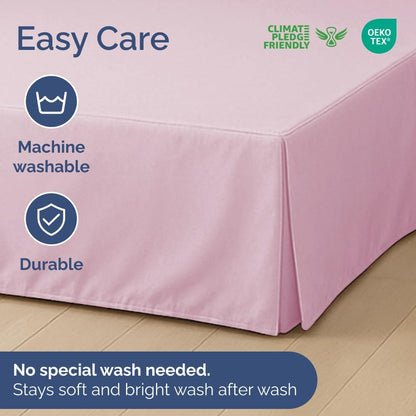 Pleated Bed Skirt Twin Size - 3 Sided Pleated Bed Skirt Twin - Soft, Easy Fit with 12 Inch Tailored Drop - Hotel Quality, Wrinkle Free & Fade Resistant - for Women, Men, Kids and Teens - Light Pink