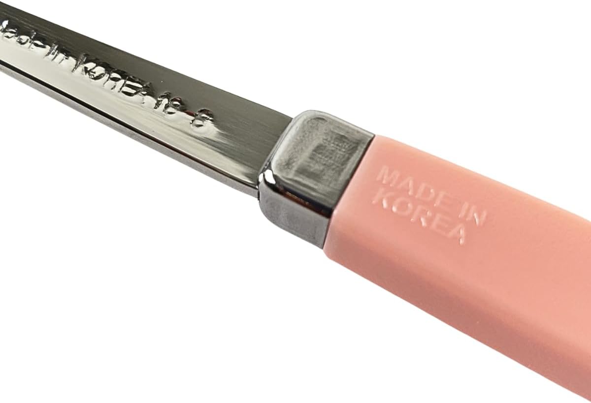 Modern Stainless Steel Spoon and Chopsticks Set of 2 – Lightweight, Dishwasher Safe, Reusable Premium Flatware for Daily Dining, Party, Event or Gift, Made in Korea (Soft Pink)