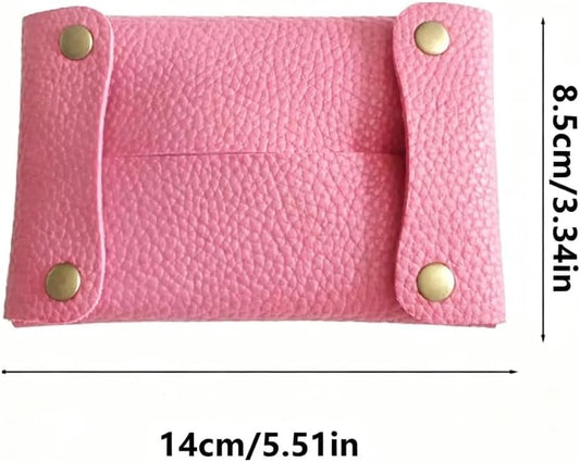 Pocket Tissue Holder for Purse, Soft Tissue Box Reusable Tissue Travel Pouch Paper Box Bag for Face Towels (Pink)